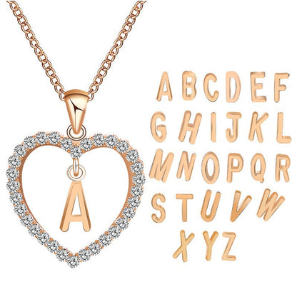 Simple Fashion Diamond Heart Letter Love Necklaces