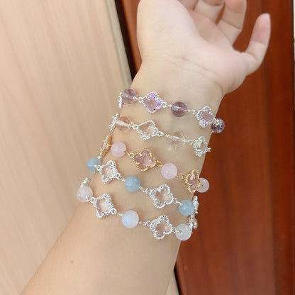 Moonstone Female Fresh Classic Style Pink Purple Water Clover Bracelets