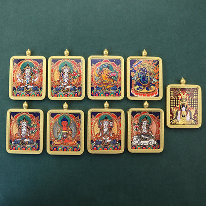 Painted Golden Outline Three-dimensional Double-sided Eight Guards Pendants