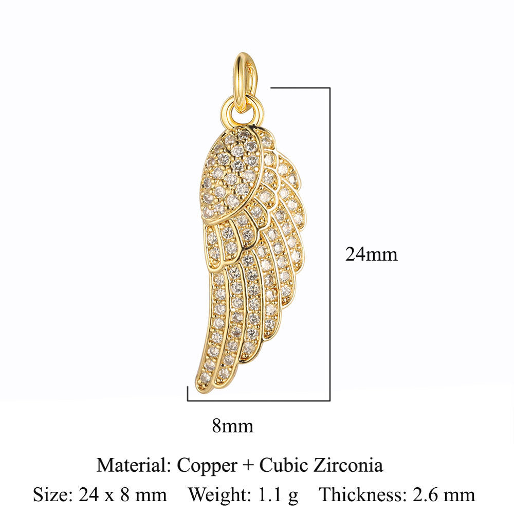 Wings Tower Copper Zircon Shell Pin Pendants