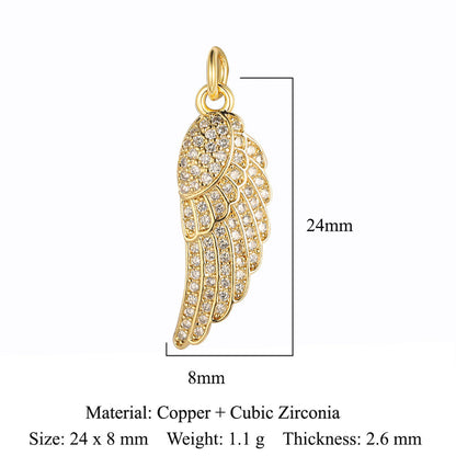 Wings Tower Copper Zircon Shell Pin Pendants