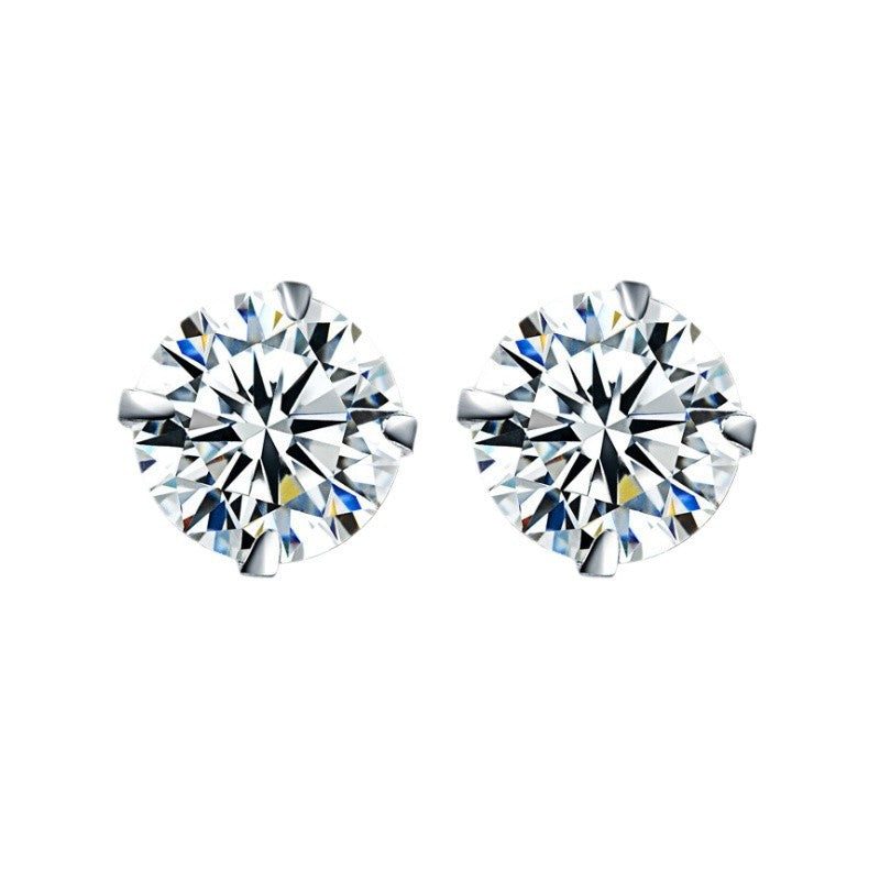 Women's Sparkling Zircon For Simple White Diamond Earrings