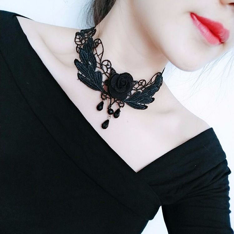 Dark Style Lolita Gothic Female Vintage Rose Necklaces