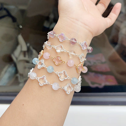 Moonstone Female Fresh Classic Style Pink Purple Water Clover Bracelets