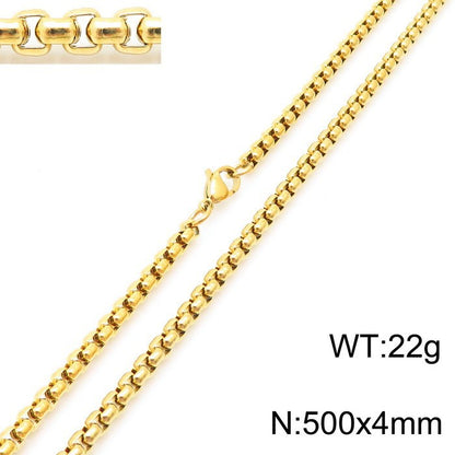 Women's & Men's Stainless Steel Square Pearl Chain Titanium Card Necklaces