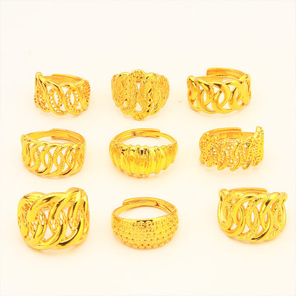 Vietnam Placer Gold Fashion Twist Ornament Open Rings