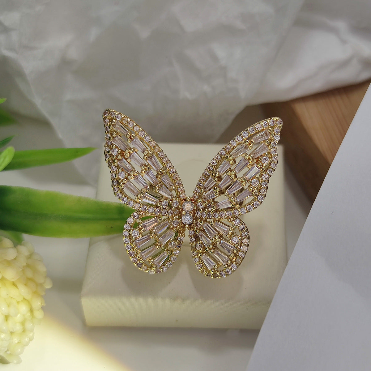 Zircon Butterfly Open Index Finger Trendy Rings