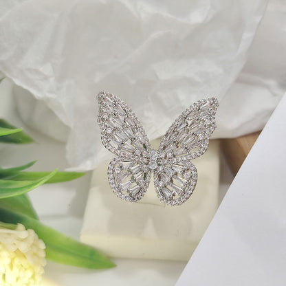 Zircon Butterfly Open Index Finger Trendy Rings