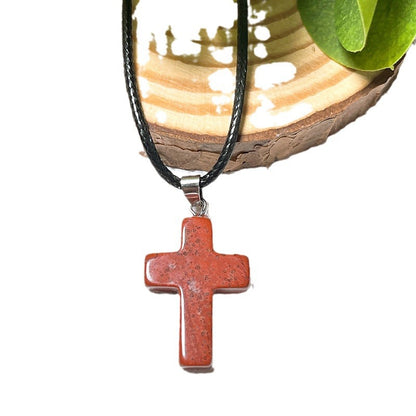 Crystal Cross Fashion Ornament Accessories Leather Rope Pendants