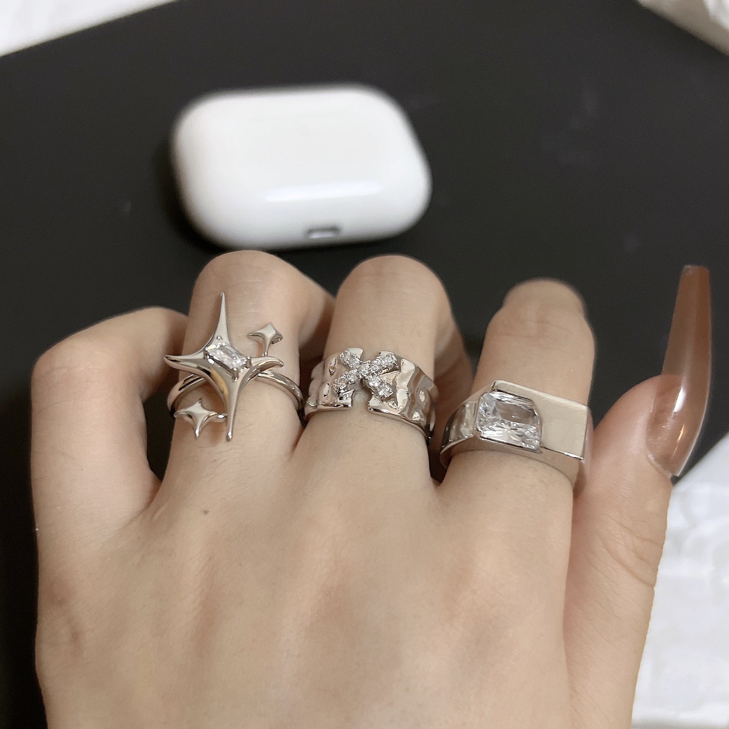 Women's Alloy Geometric X Opening Adjustable Ornament Rings