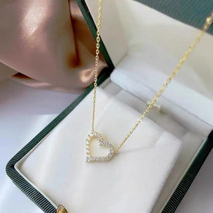 Heart Simple Elegant Romantic Beautiful Shiny Full Diamond Necklaces