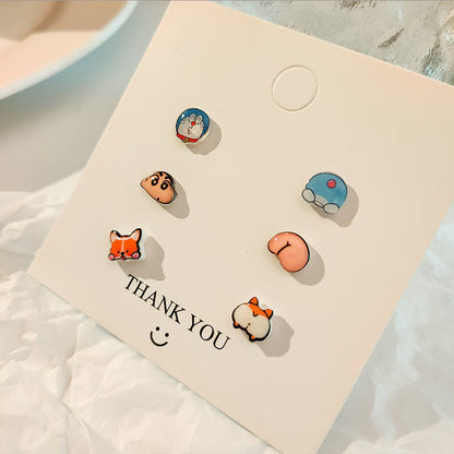 Sier Suit Cartoon Cute Minority Simple Earrings