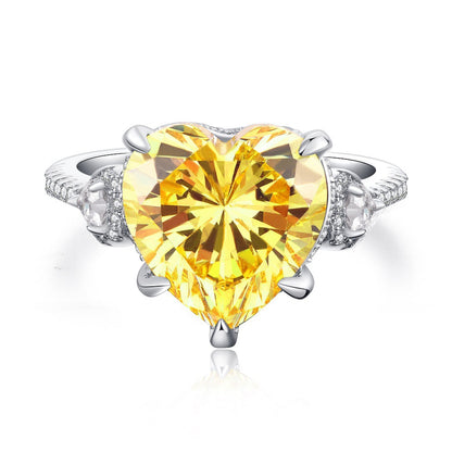 Sterling Sier Yellow Diamond Female Ice Rings