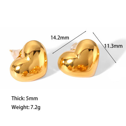 Plated Heart-shaped Minimalist Design Graceful Fashionable Earrings