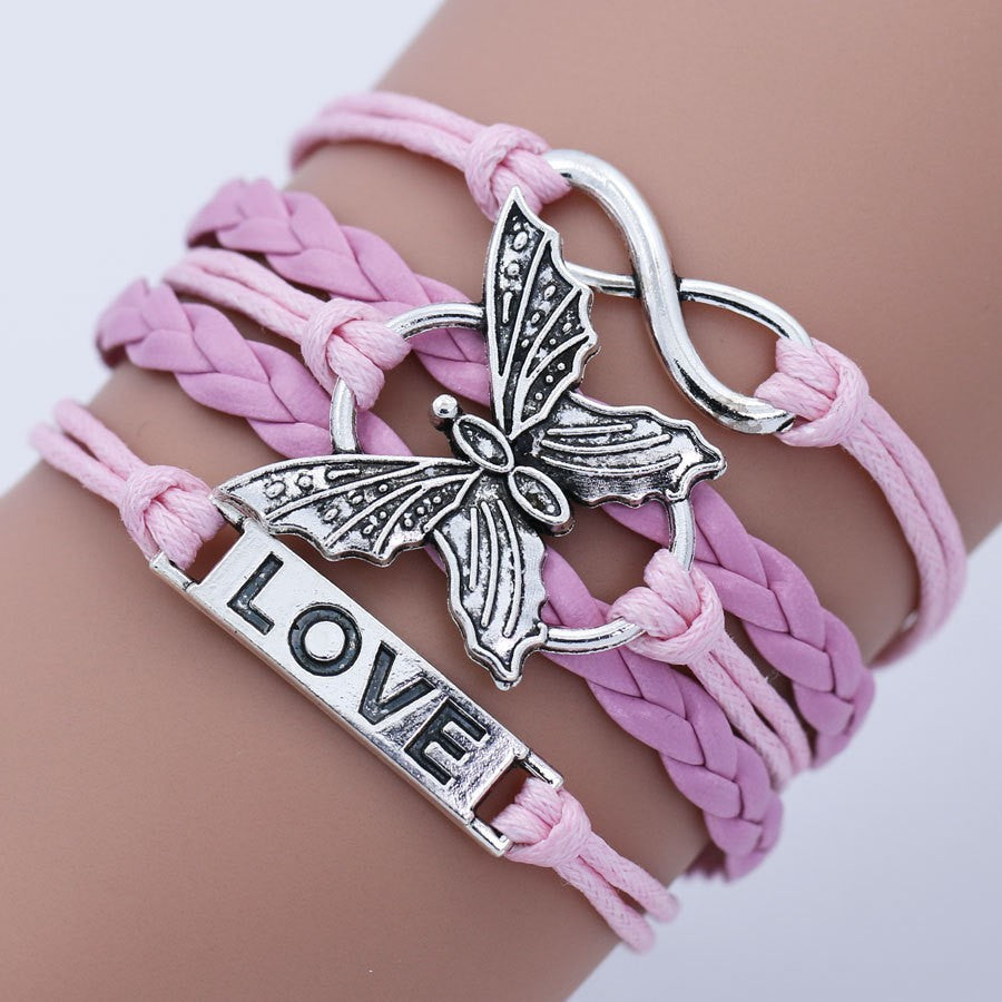 Multicolor Butterfly Word Plate Infinite Accessories Bracelets