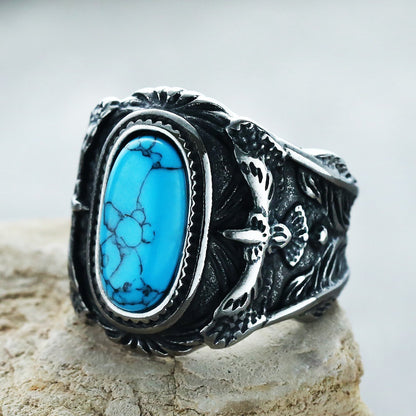 Men's Inlaid Turquoise Retro Eagle Personality Fashion Rings