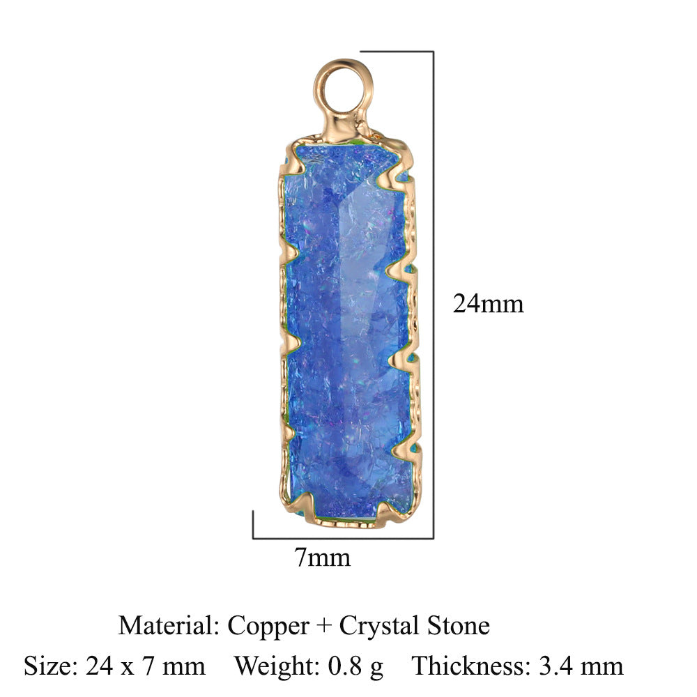 Rectangle Copper Glass Crystal Shuttle Eyes Pendants