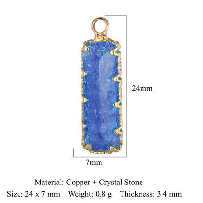 Rectangle Copper Glass Crystal Shuttle Eyes Pendants