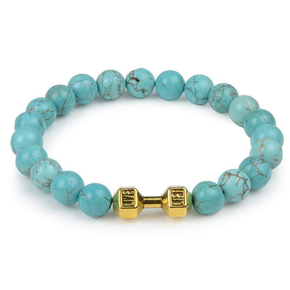 Women's & Men's Volcanic Lava Dumbbell Tigereye Turquoise White Bracelets