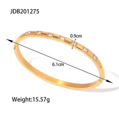Women's Titanium Steel Fashion Stainless Zircon Inlaid Bracelets