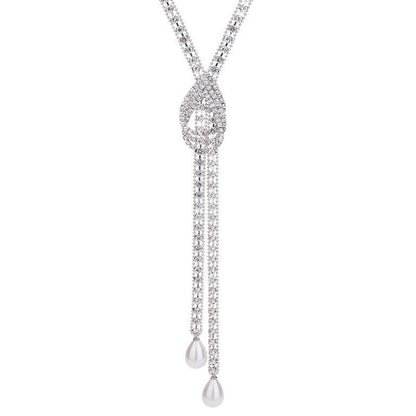 Claw Chain Water Drops Flashing Full Diamond Sweater Necklaces