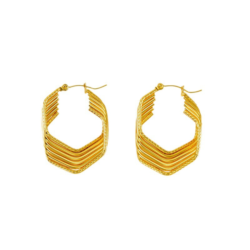 Women's Titanium Steel Retro Hollow High Sense Earrings