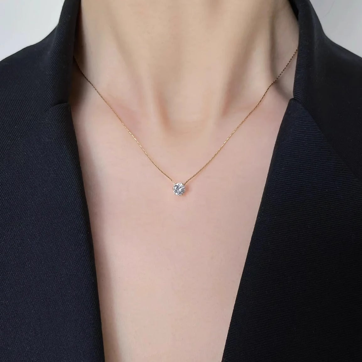 Single Diamond Zircon Sweater Chain Clavicle Necklaces