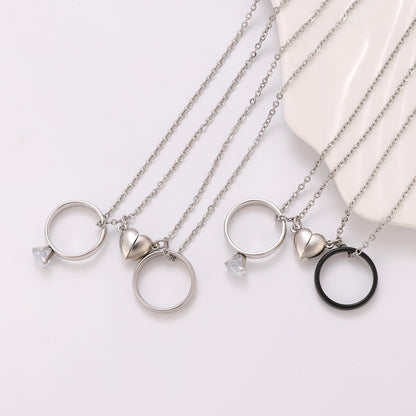 Simple Romantic Diamond Magnetic Love Suit Necklaces