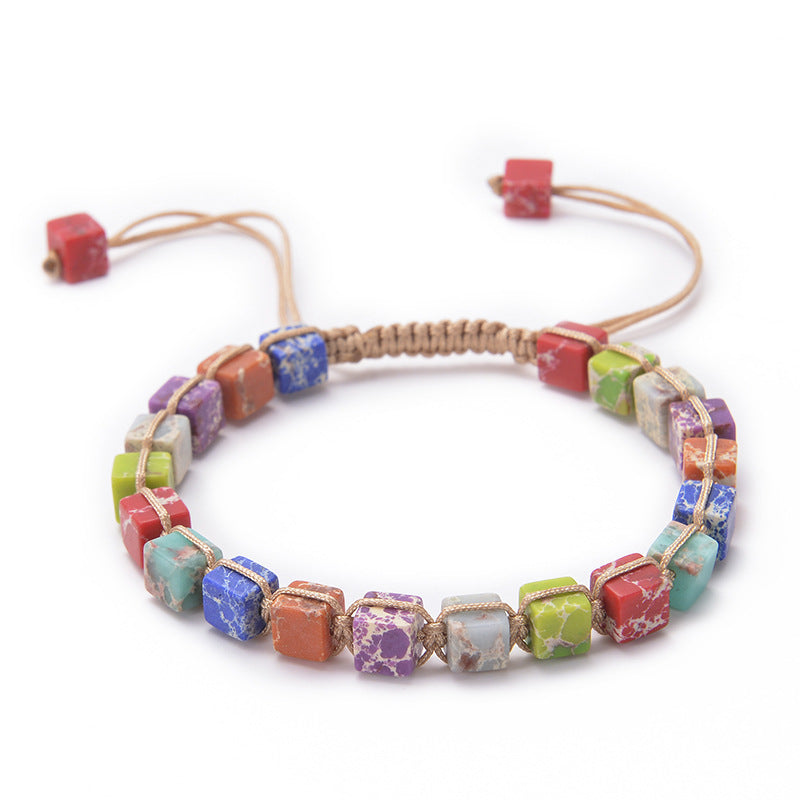 Square Emperor Stone Woven Colorful Natural Female Bracelets