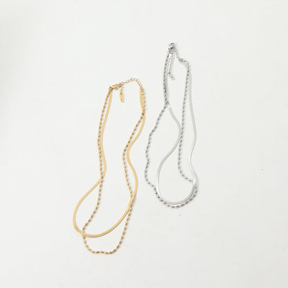 Blade Chain Rice Bead Layer Titanium Steel Necklaces