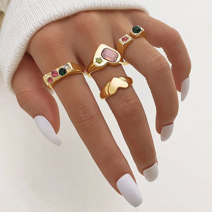 Simple Butterfly Diamond Studded Hollow Minority Light Rings