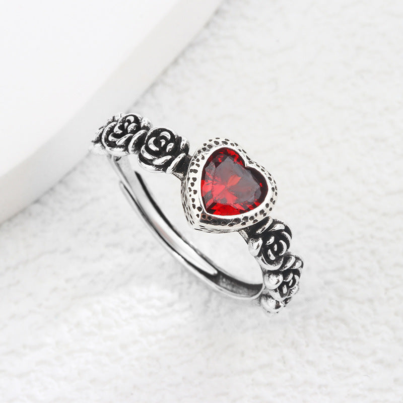 Sweet Rose Colored Loving Heart Zircon Rings