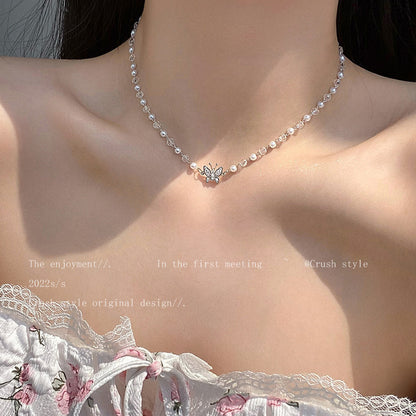 Women's Pearl Ornament High-grade Design Elegant Heart Clavicle Necklaces