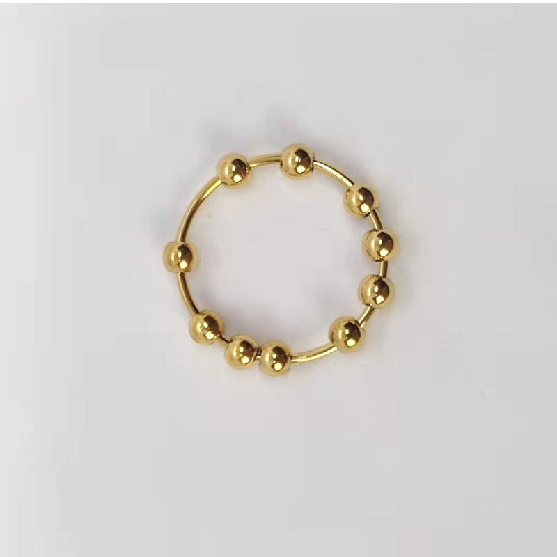 Beads Rotatable Ball Anxiety Decompression Stainless Rings