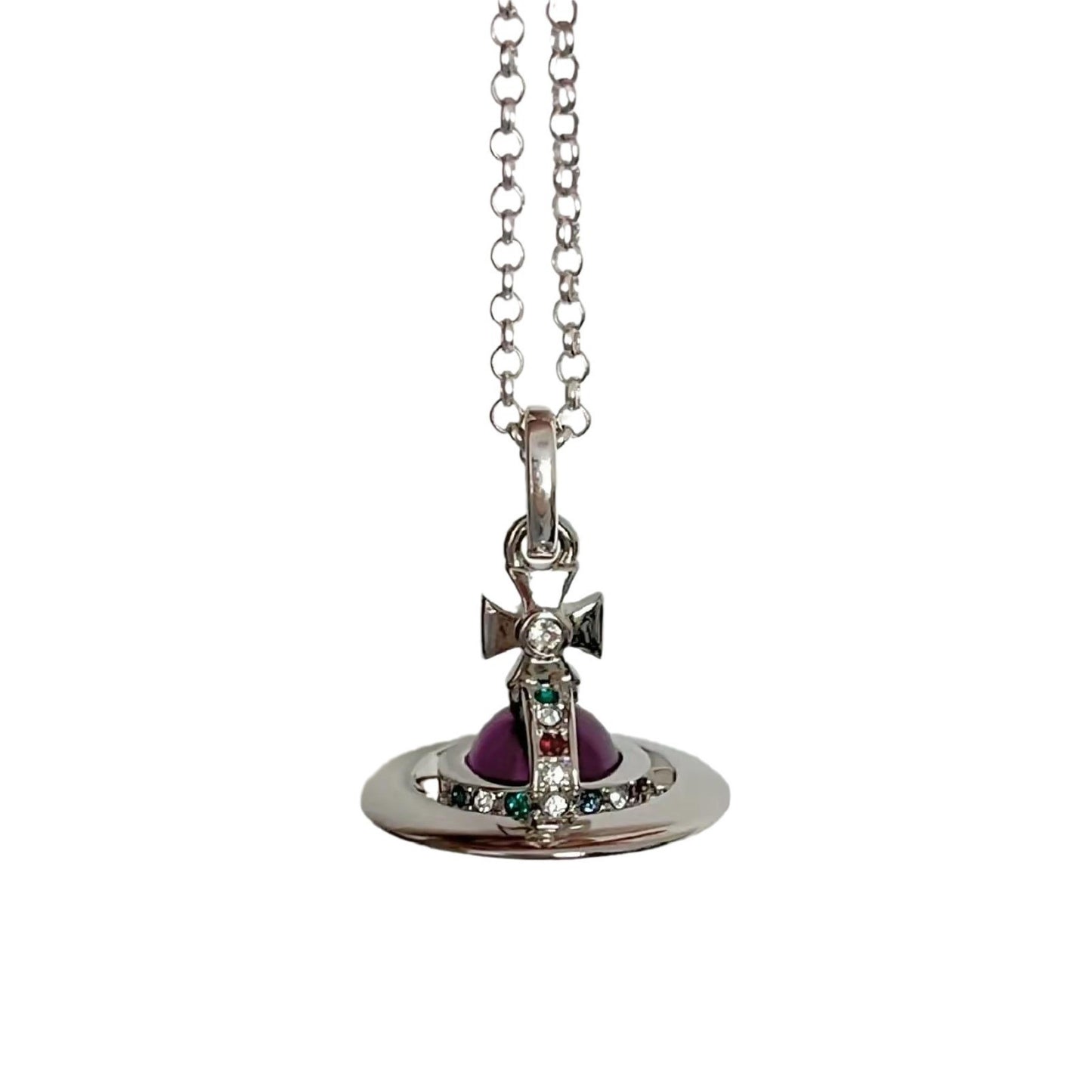 Green Purple Three-dimensional Saturn Light Luxury Minority Necklaces