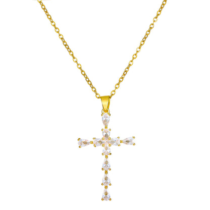 Micro Inlaid Zircon Cross Creative Personality Virgin Female Necklaces