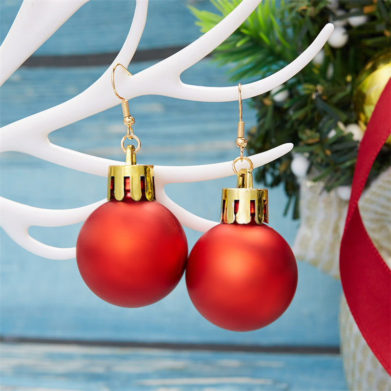 Ornament Christmas Glossy Sequin Bulb Ear Earrings