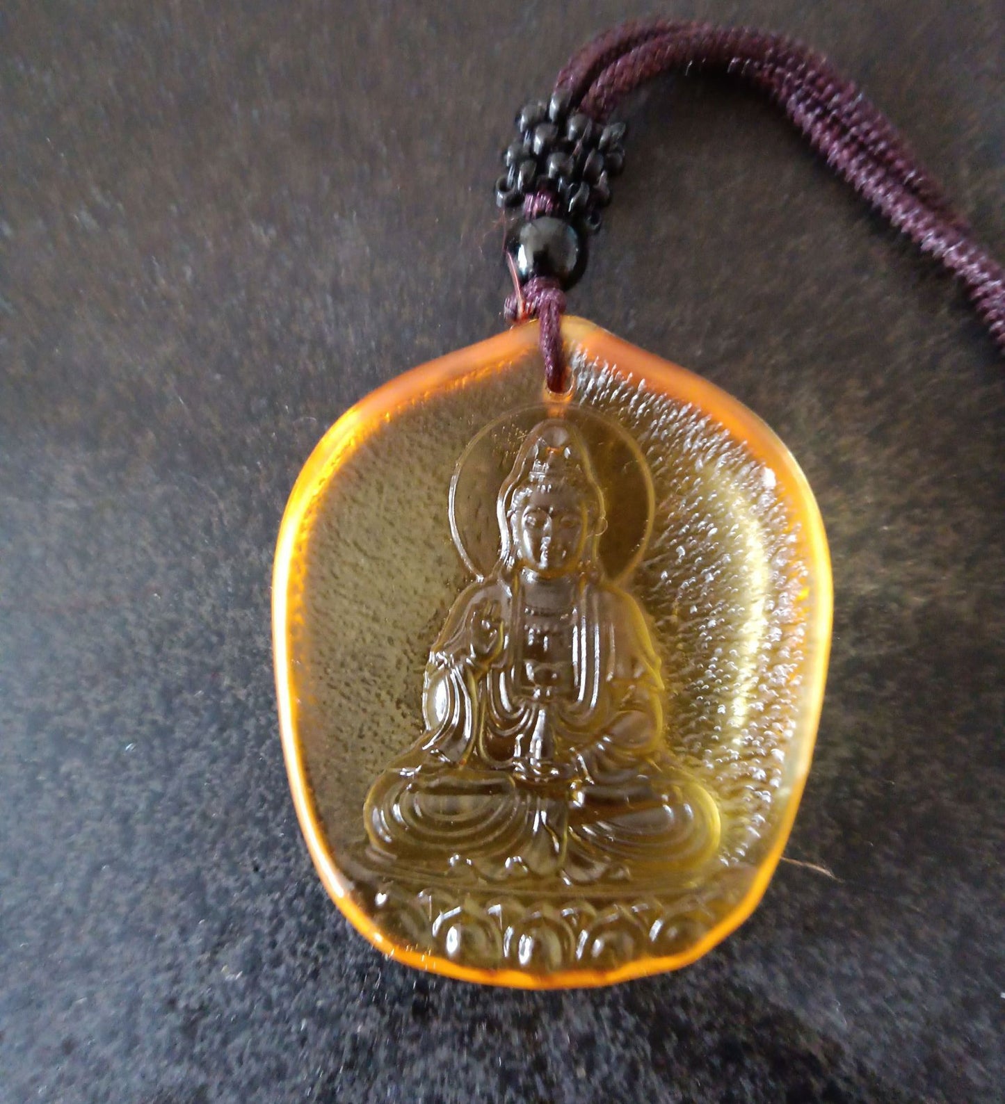 Style Mantra Glass Yellow Bodhisattva Amulet Stall Pendants