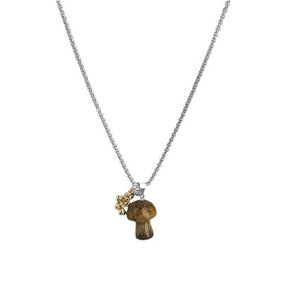 Women's Mushroom Tigereye Long Sweater Chain Simple Necklaces