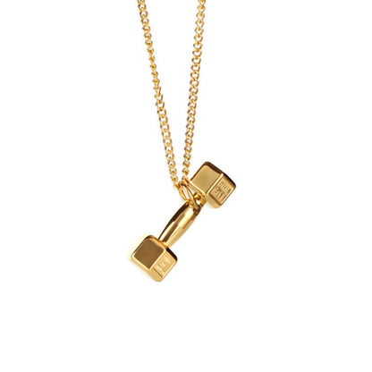 Men's Style Fashion Fitness Lettering Dumbbell Power Necklaces