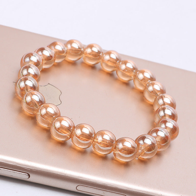 Scratch Glass Beads Champagne Imitation Crystal Bracelets