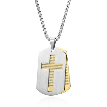 Army Stainless Steel Stacked Double Prayer Dog Pendants