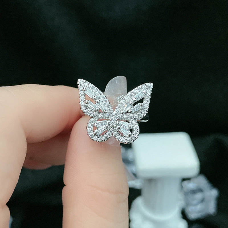 Full Diamond Light Luxury High-grade Open Female Cold Rings