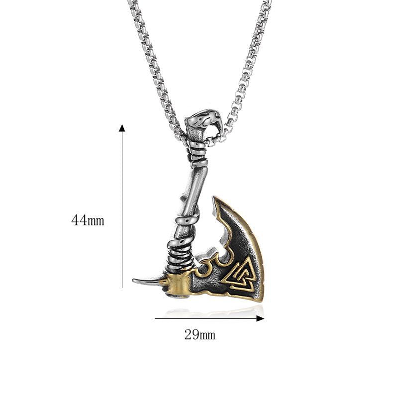 Men's Viking Stainless Steel Gold Plated Axe Pendants