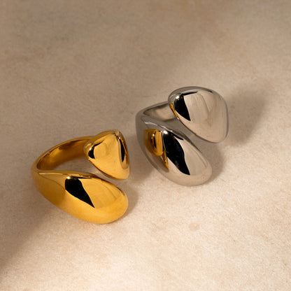 Gold Stainless Steel Glossy Asymmetric Open Rings