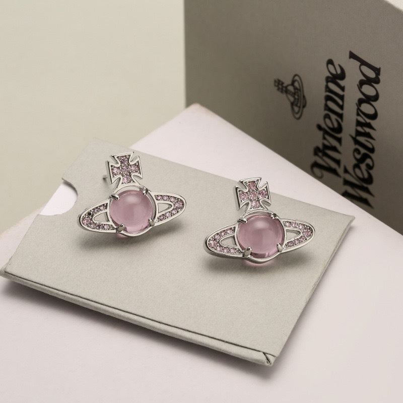 Women's Saturn Rotatable Micro Glass Bead Niche Earrings