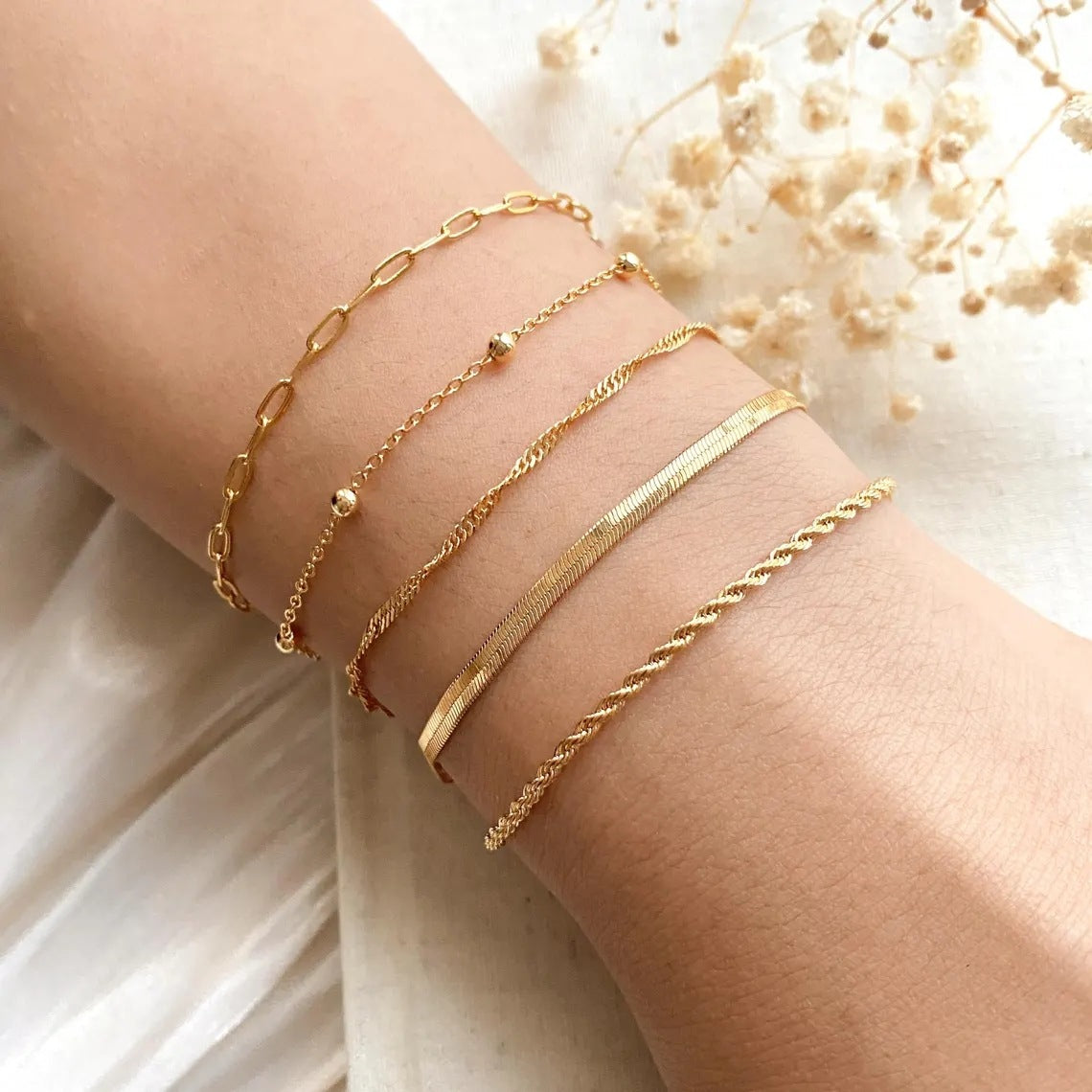 Women's Bohemian Metal Figaro Chain Box Suit Bracelets