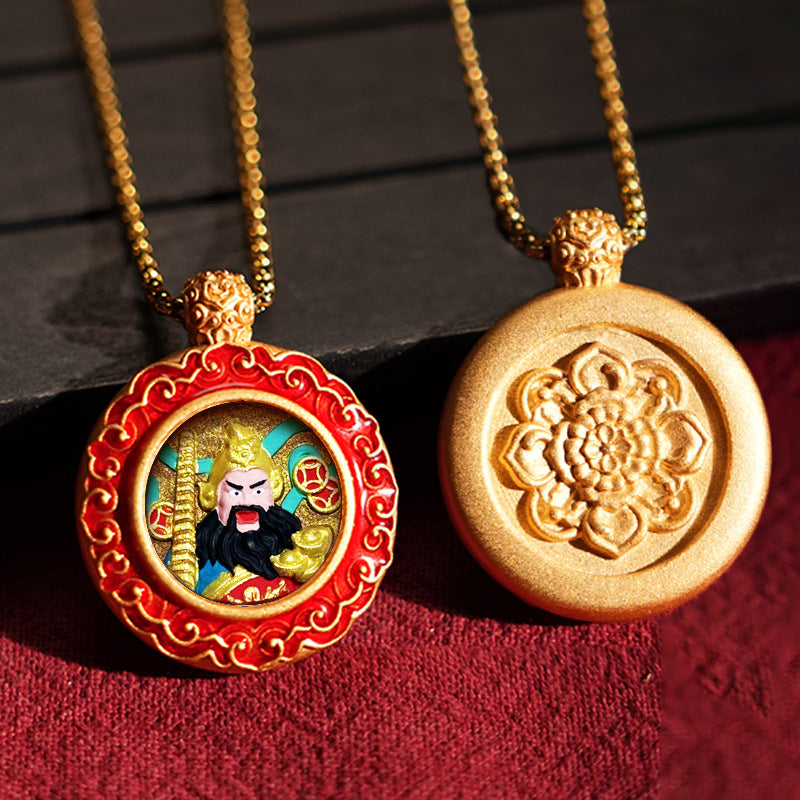 Three-dimensional Tibetan Style Fifth Master Brass Painted Wipe Pendants