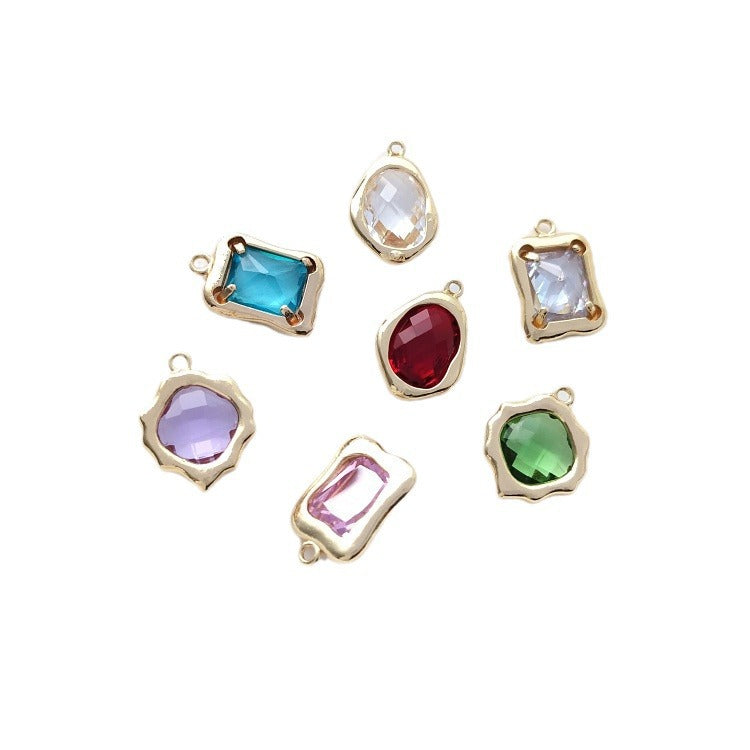 Color Retention Gilded Inlaid Zircon Irregular Rectangular Oval Pendants