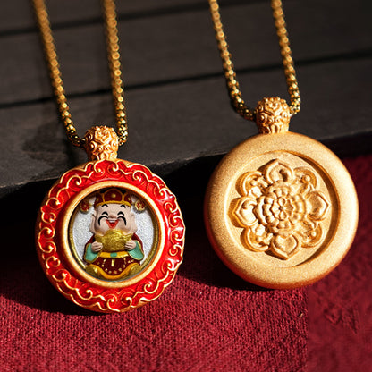 Three-dimensional Tibetan Style Fifth Master Brass Painted Wipe Pendants